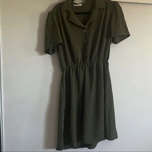Elegant Khaki Button-Up Dress